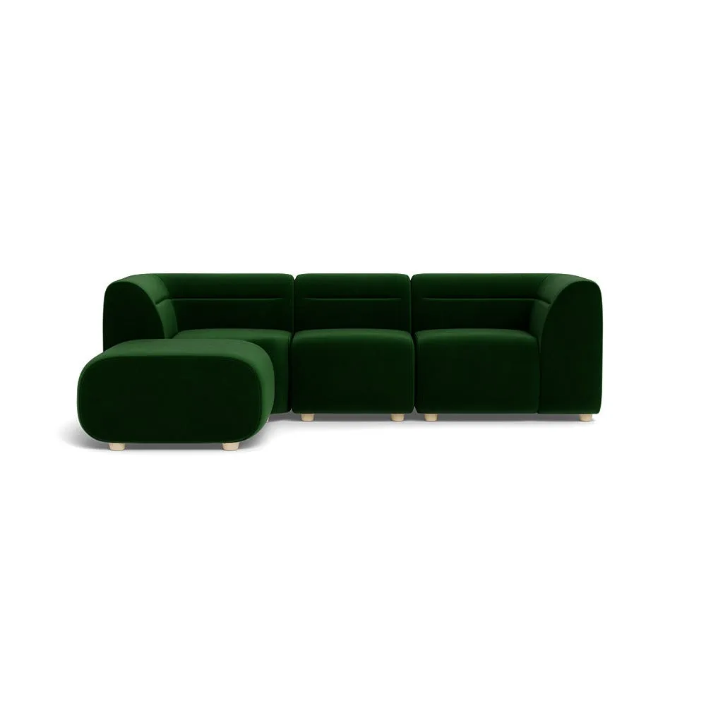 Heal's Lilli Left Hand Facing Corner Sofa Smart Velvet Forest Natural Beech Feet 1