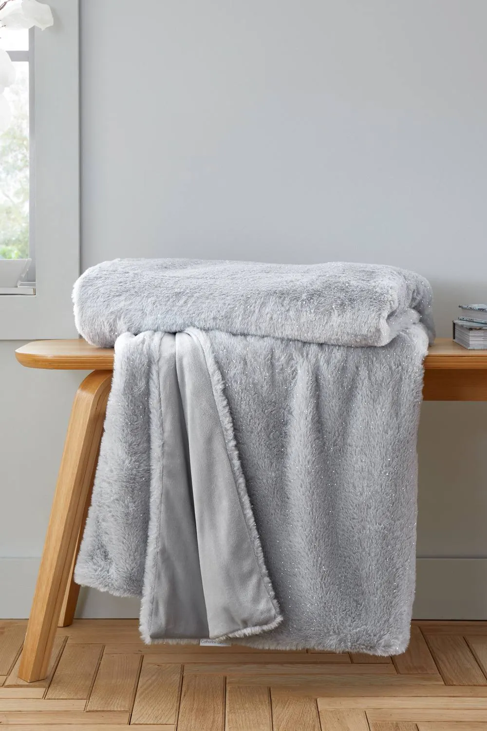 Catherine Lansfield 'Cosy Glamour Fur' Blanket Throw in Silver