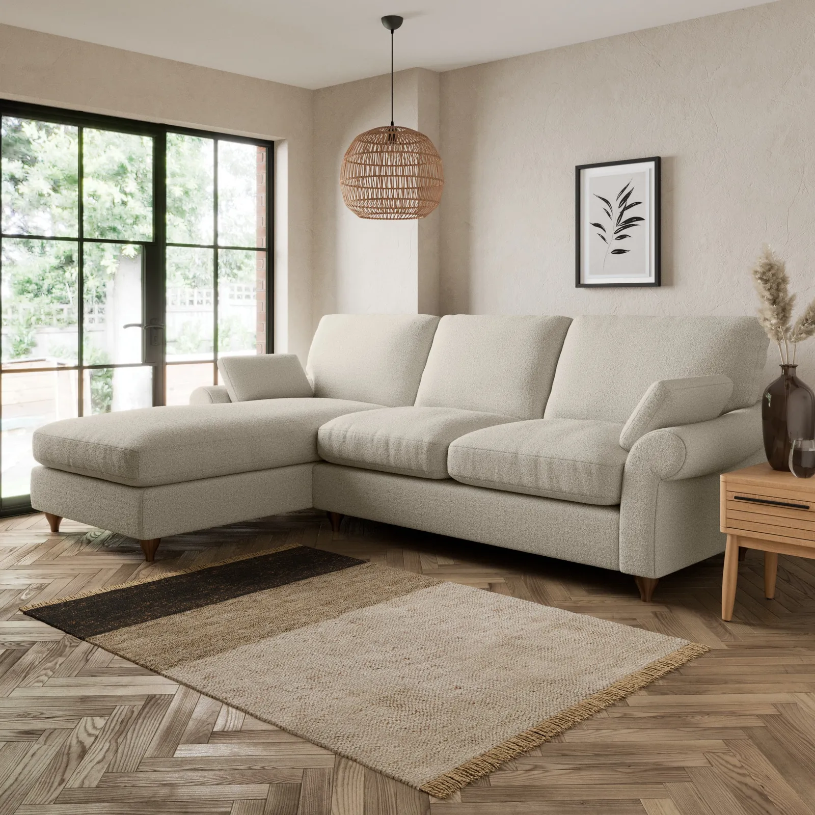 Salisbury Cosy Marl Left Hand Corner Sofa Light Grey