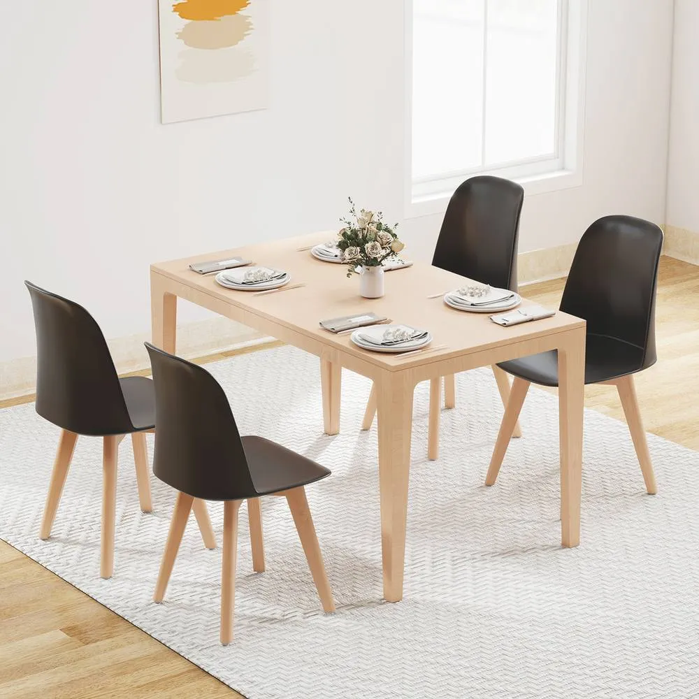 Costway Modern Dining Chairs Set of 2 Armless Kitchen Chairs Side Chair in Black 5