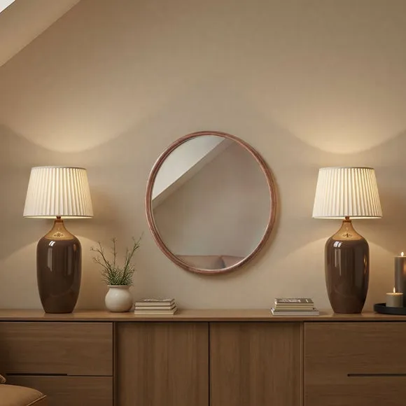 Yearn Solid Oak Round Wall Mirror