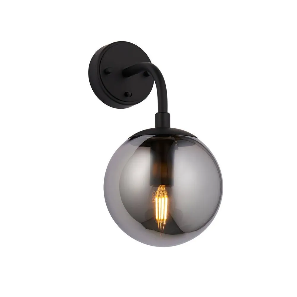 Netlighting Trieste Wall Lamp Matt Black Smoked Mirror Glass