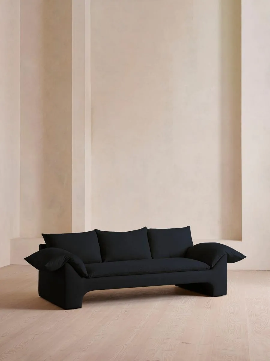 Wyatt Three Seater Sofa, Linen, Indigo