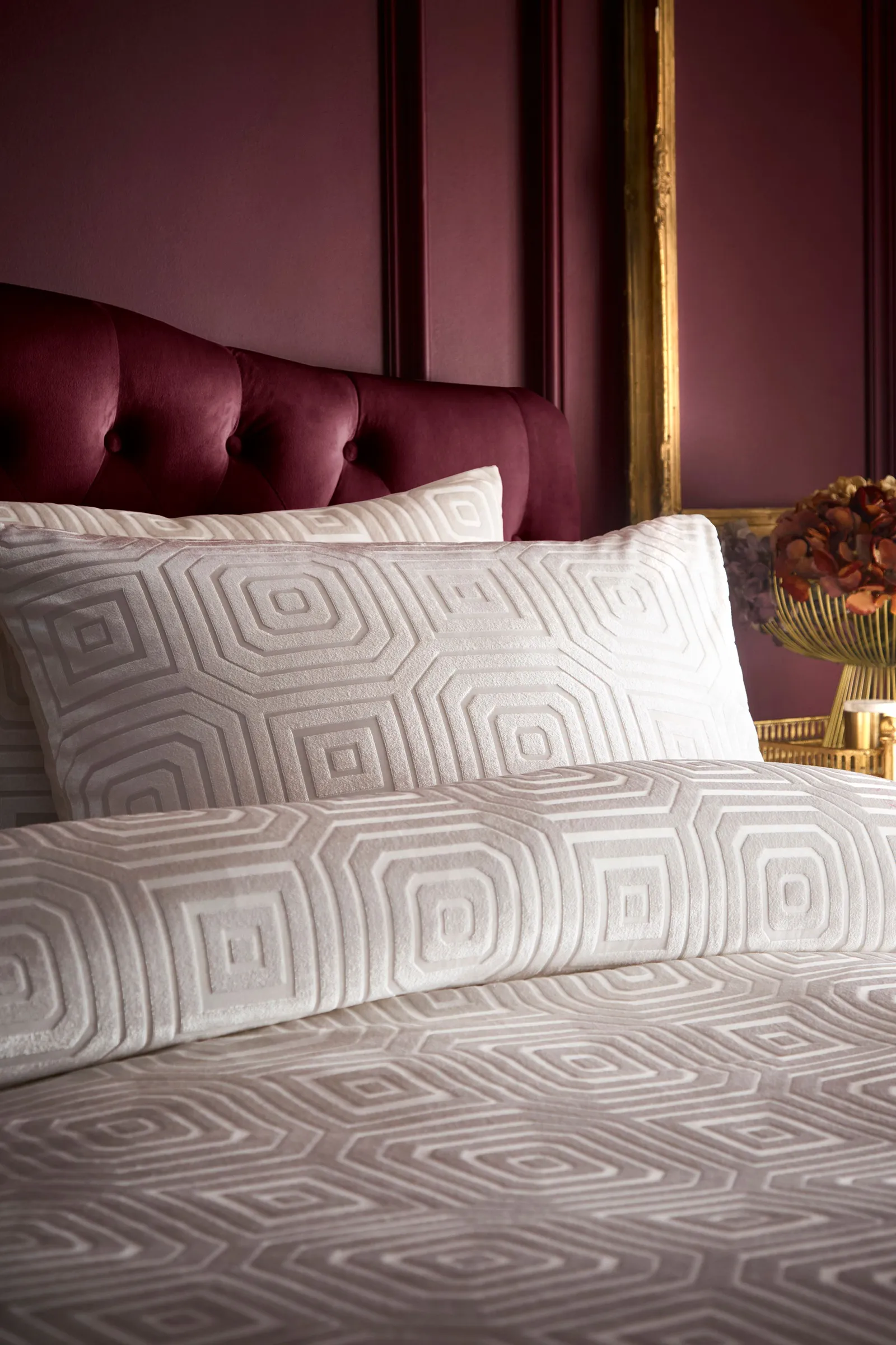 Laurence Llewelyn-Bowen 'Emile' Geometric Jacquard Duvet Cover Set in Cream 2