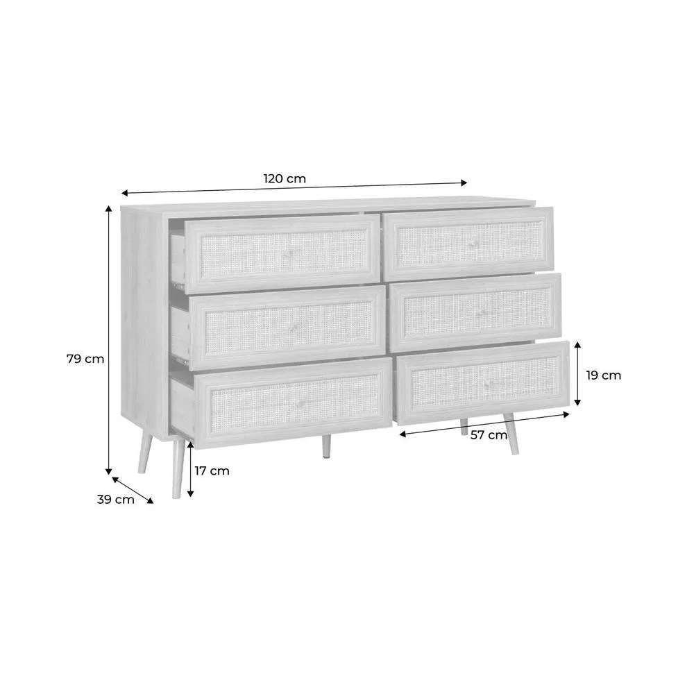 sweeek 6-drawer Chest With Wood & Cane Effect in Light Brown 5
