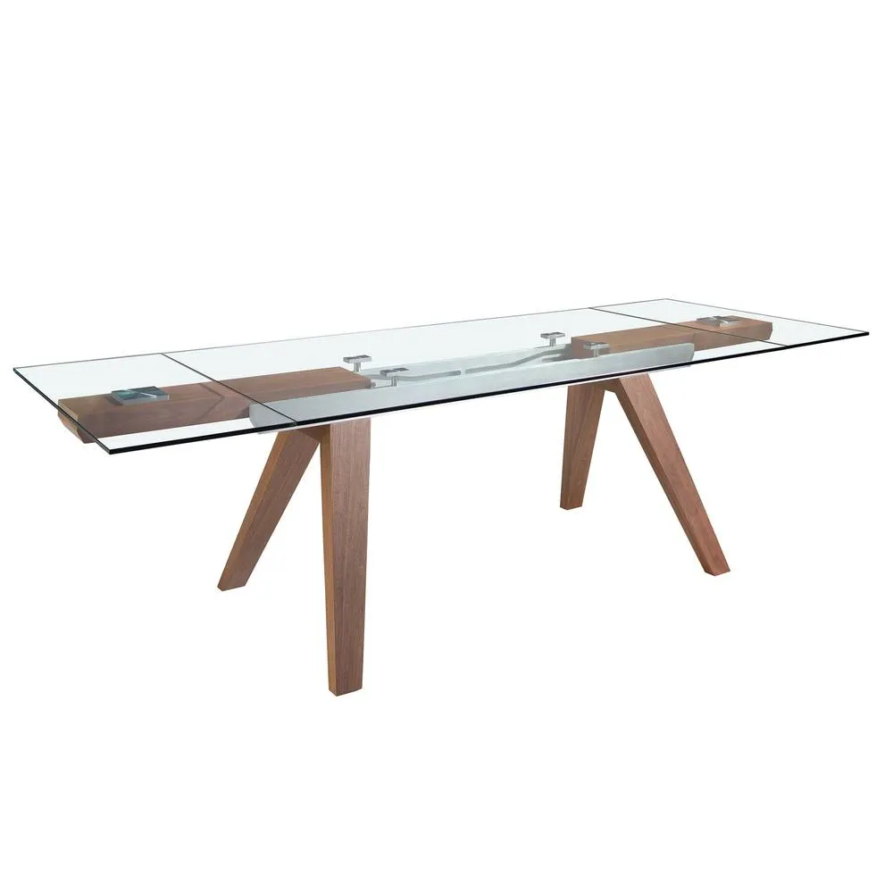 Angel Cerda Model Rectangular Extending Dining Table Tempered in Brown