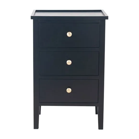 Pacific Chelmsford 3 Drawer Bedside Table, Black Painted Pine 2
