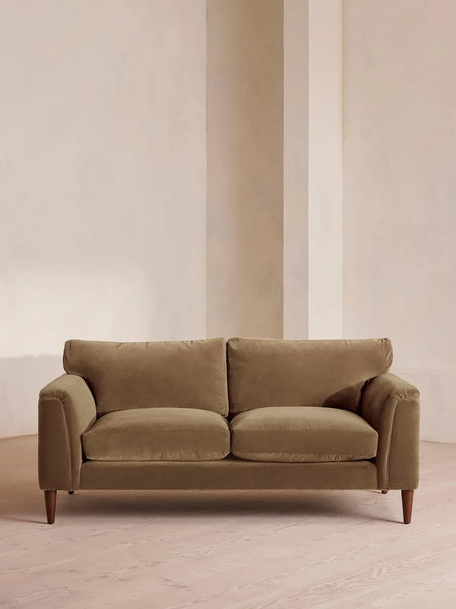Reya Two Seater Sofa, Velvet, Truffle