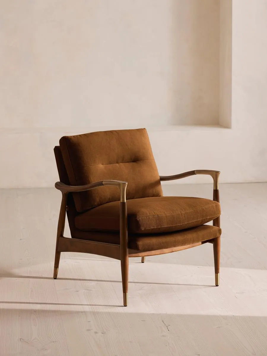 Theodore Armchair, Linen, Terracotta