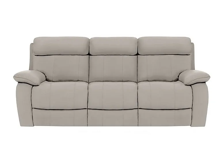 Moreno 3 Seater Leather Power Recliner Sofa with Power Headrests - Silver Grey