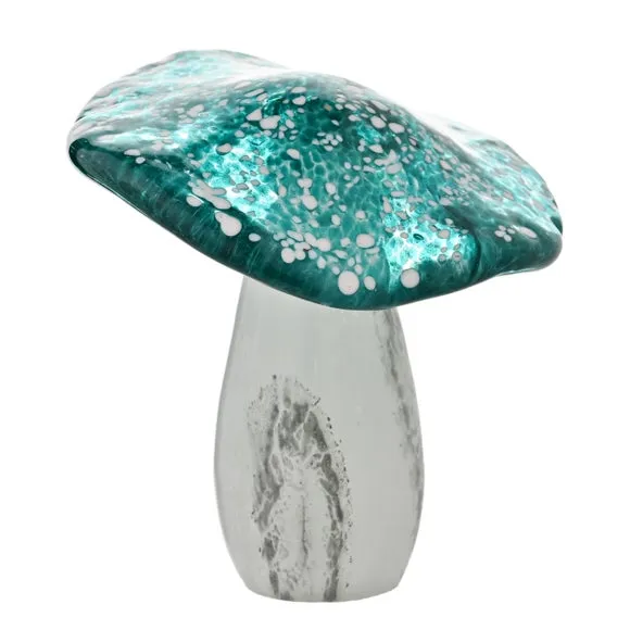Objets d'Art Glass Teal Toadstool Ornament
