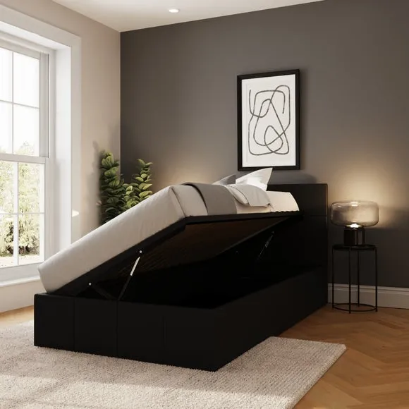 Side Lift Ottoman Bed, Faux Leather 2