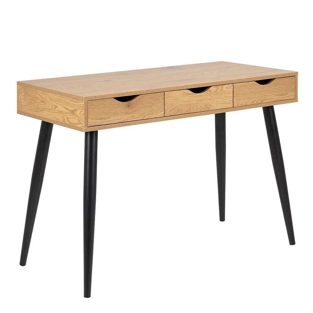 Furniture To Go Neptun 3 Drawer Office Desk in Oak in Light Oak