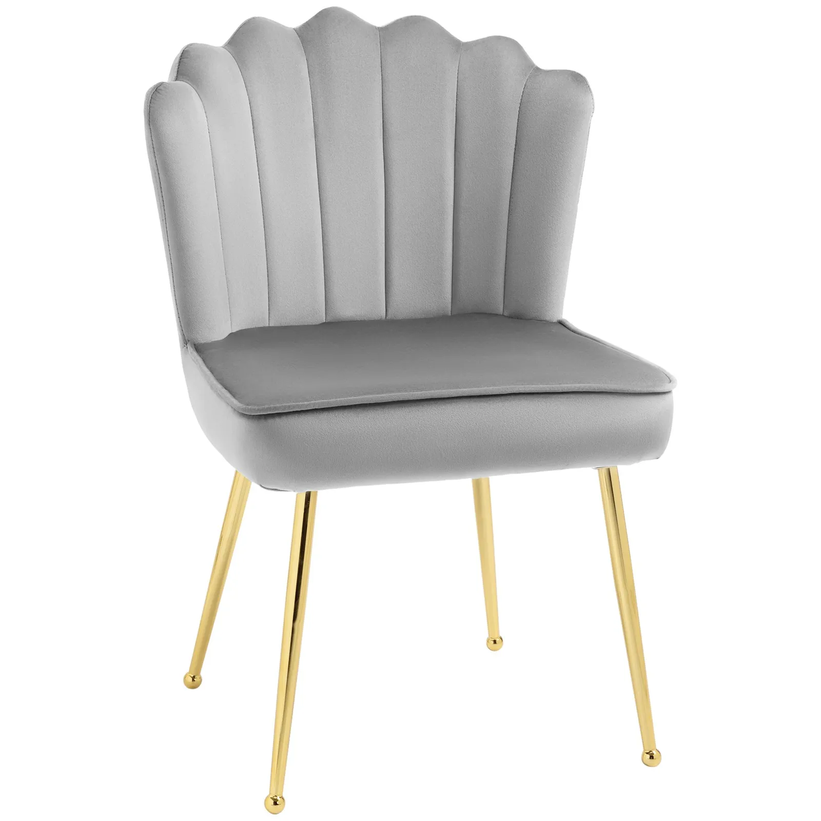 HOMCOM Velvet-Feel Shell Luxe Accent Chair Home Bedroom Lounge Metal Legs in Grey 2