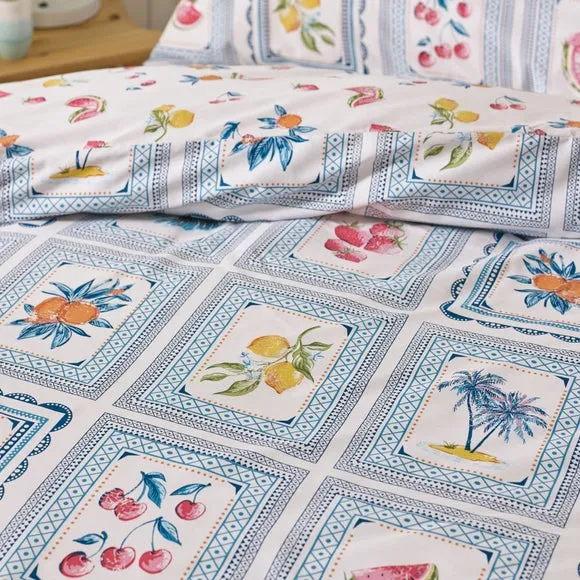 Catherine Lansfield Riviera Tiles Reversible Duvet Cover & Pillowcase Set 4