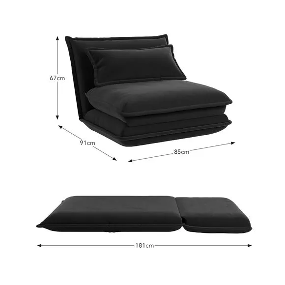 Jackson Velvet Foldable Single Sofa Bed 6