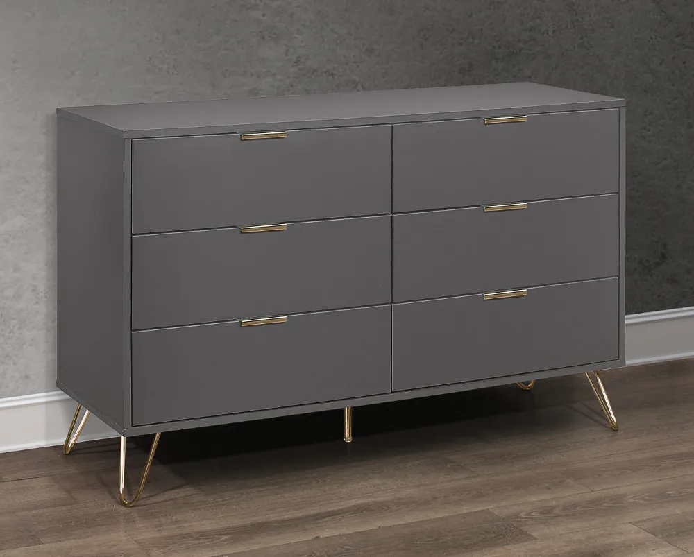 Arlo Charcoal Wooden 6 Drawer Chest