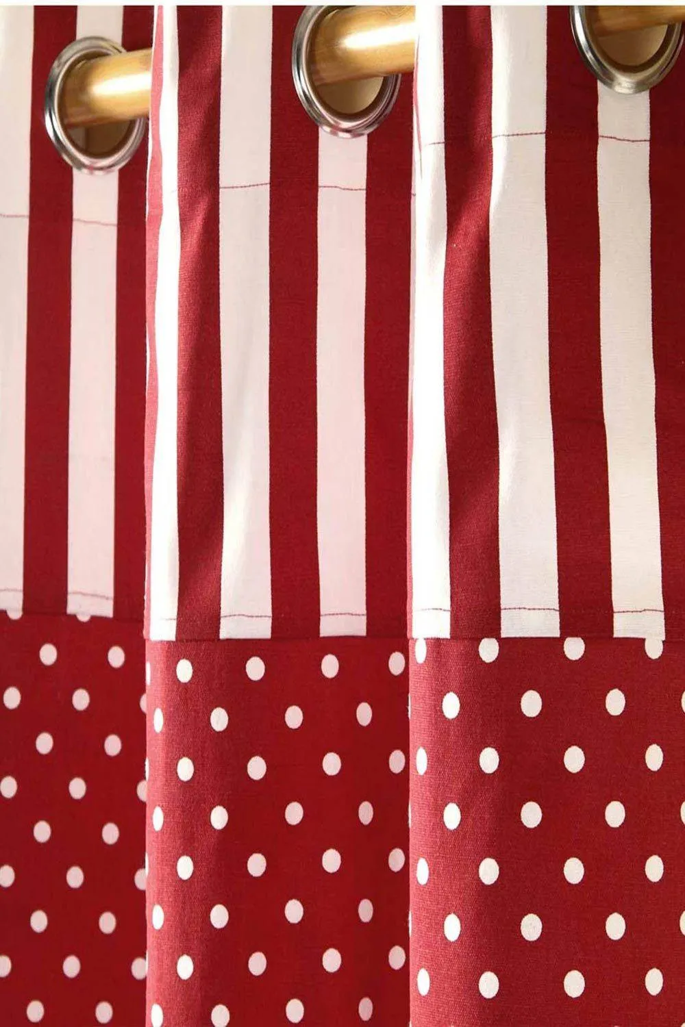 Homescapes Polka Dots Red Ready Made Eyelet Curtain Pair 2