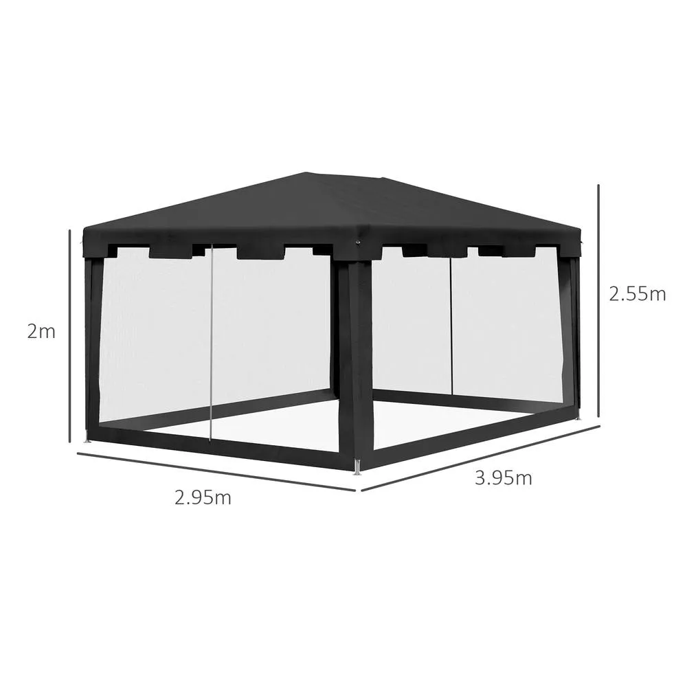 OUTSUNNY 4 x 3m Party Tent Waterproof Garden Gazebo Canopy Wedding Cover Shade in Dark Grey 3