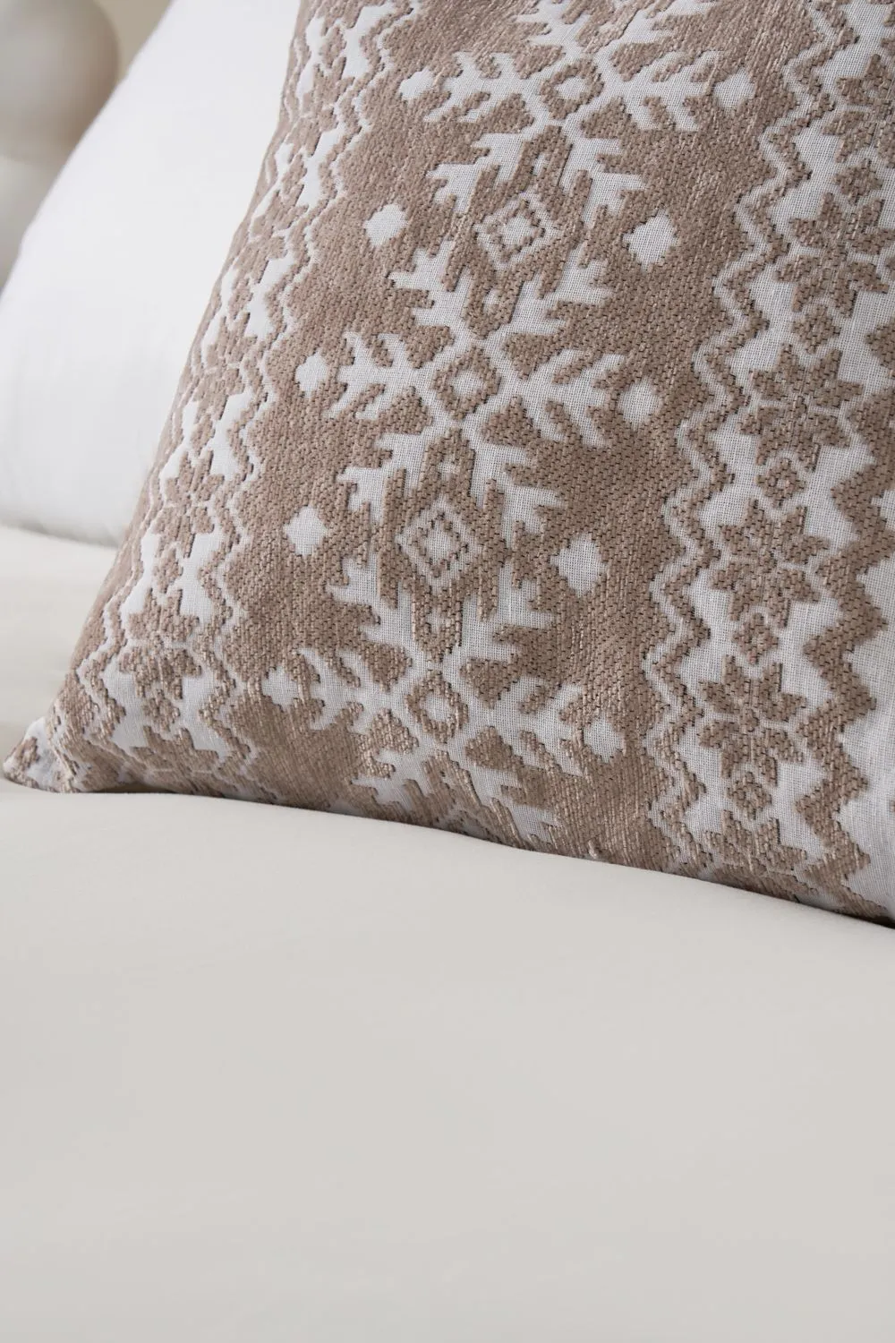 BHS Christmas Fairisle Winter Snow Flake Cushion in Natural 2