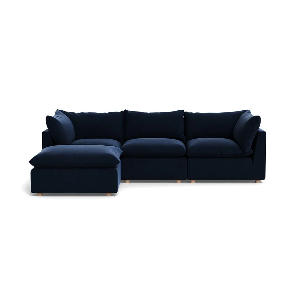 Heal's Astrid Left Hand Facing Corner Sofa Smart Velvet Dusk Natural Beech Feet 1
