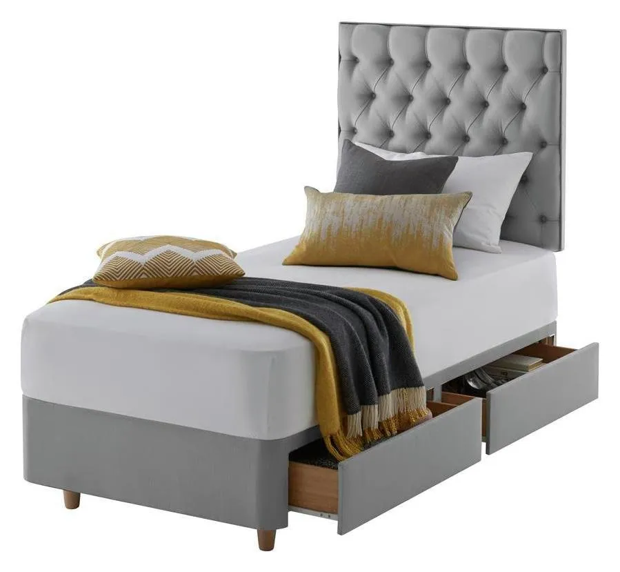 Silentnight Sassaria Single 2 Drawer Divan Set - Slate Grey