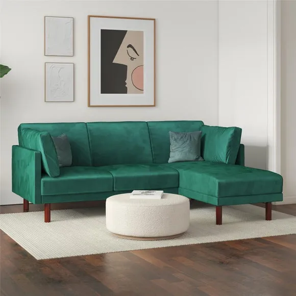 Clair Velvet Sprung Seat Corner Chaise Double Sofa Bed 1