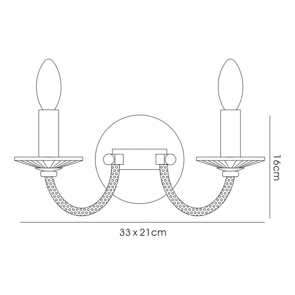 Netlighting Elena Wall Lamp Switched 2 Candle Light Black Chrome Crystal 3