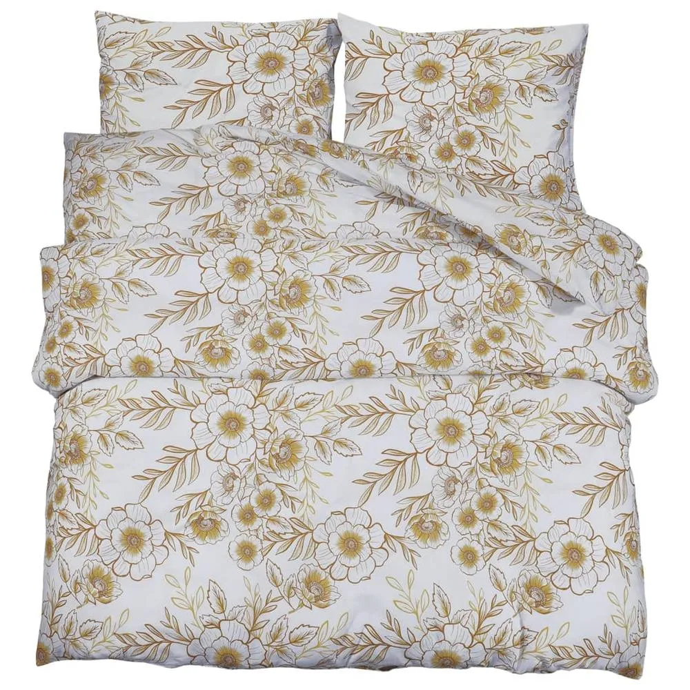 Berkfield Home Duvet Cover Set White & Brown 200x220 cm Cotton