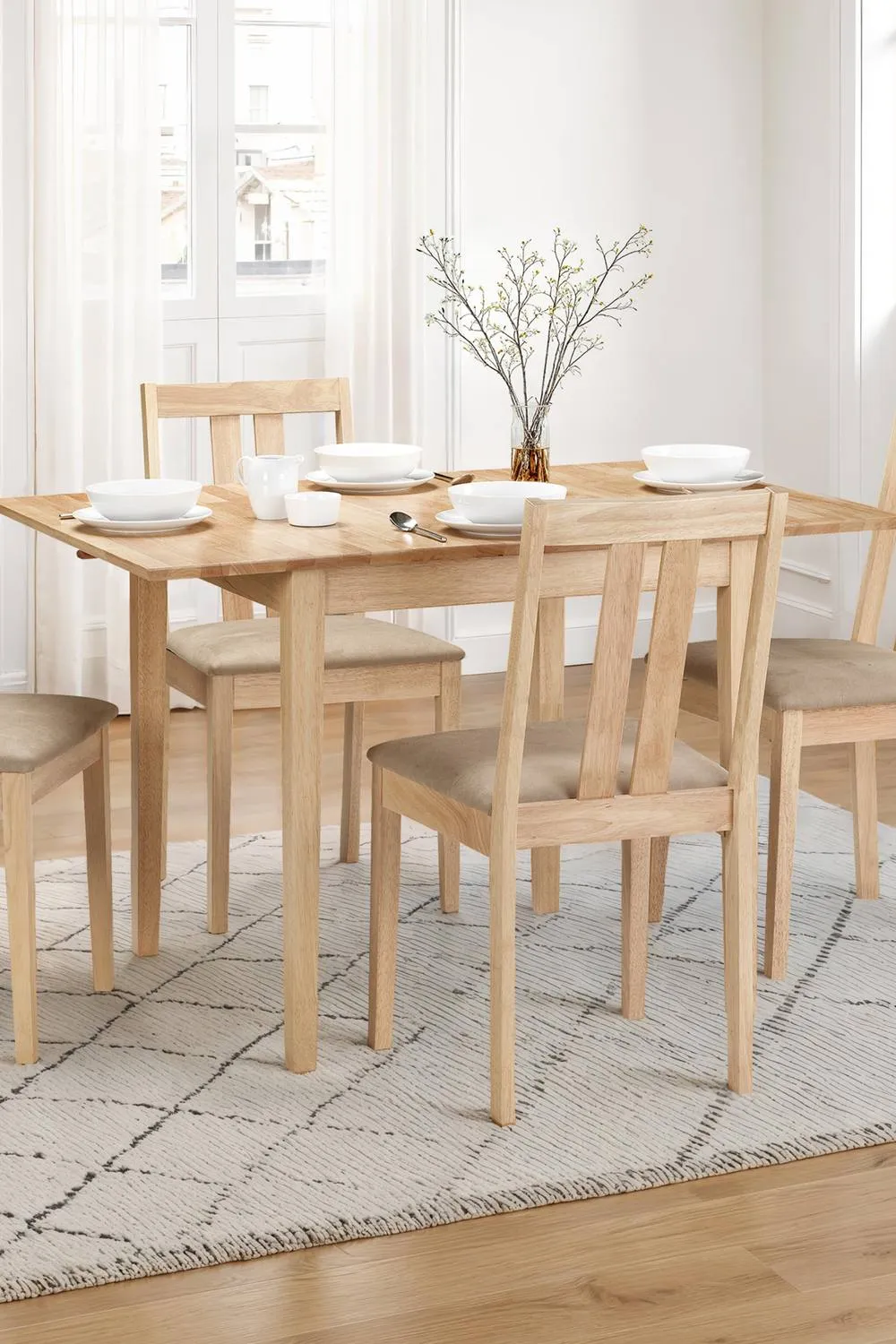 Julian Bowen Rufford Square to Rectangular Extending 4 Seater Dining Table in Natural 1