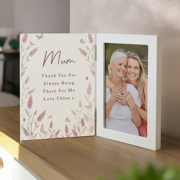 Personalised Floral Wooden Hinged Photo Frame