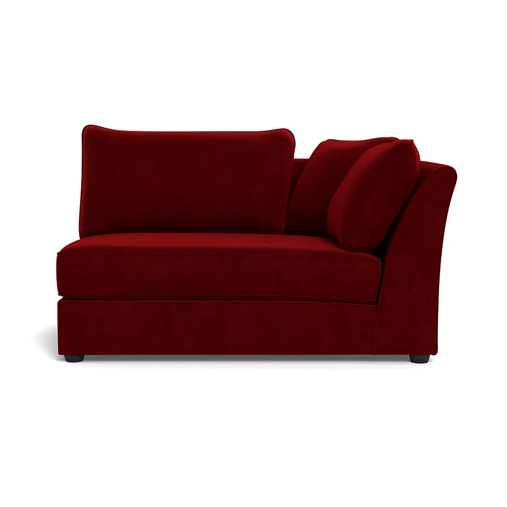 Heal's Tailor Large Curved Right Hand Facing Corner Unit Smart Luxe Velvet Mulberry Black Feet