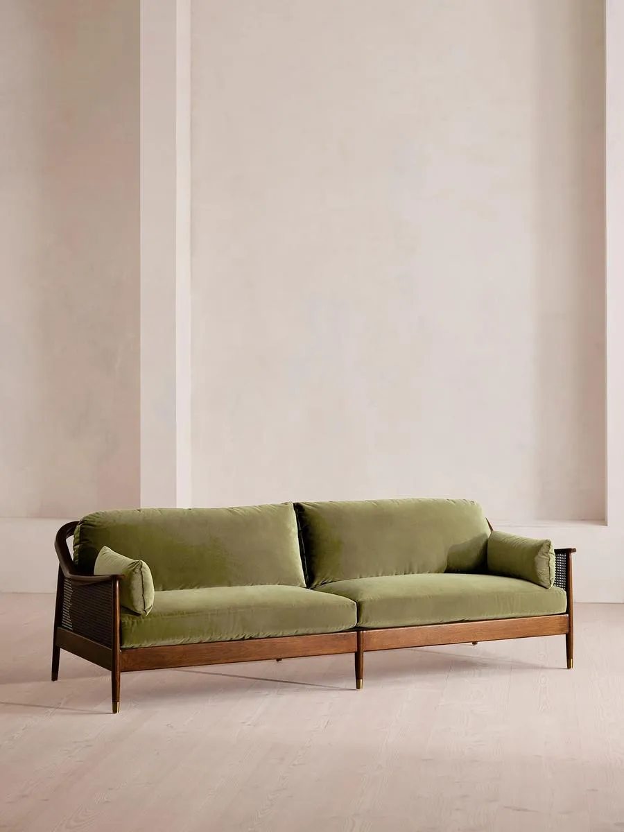 Atlanta Four Seater Sofa, Velvet, Lichen