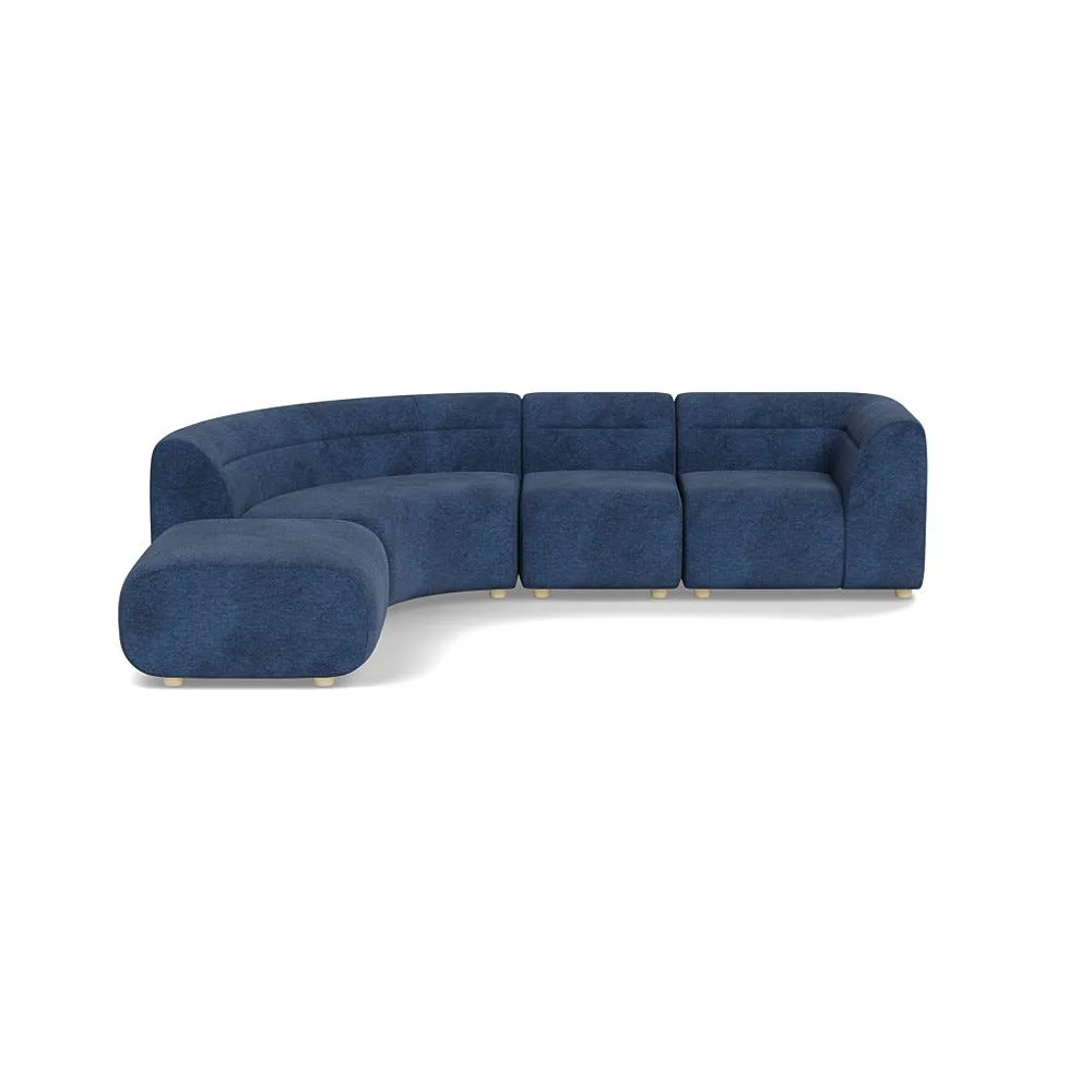 Heal's Lilli Left Hand Facing Curved Corner Sofa Broadweave Lagoon Natural Beech Feet 1