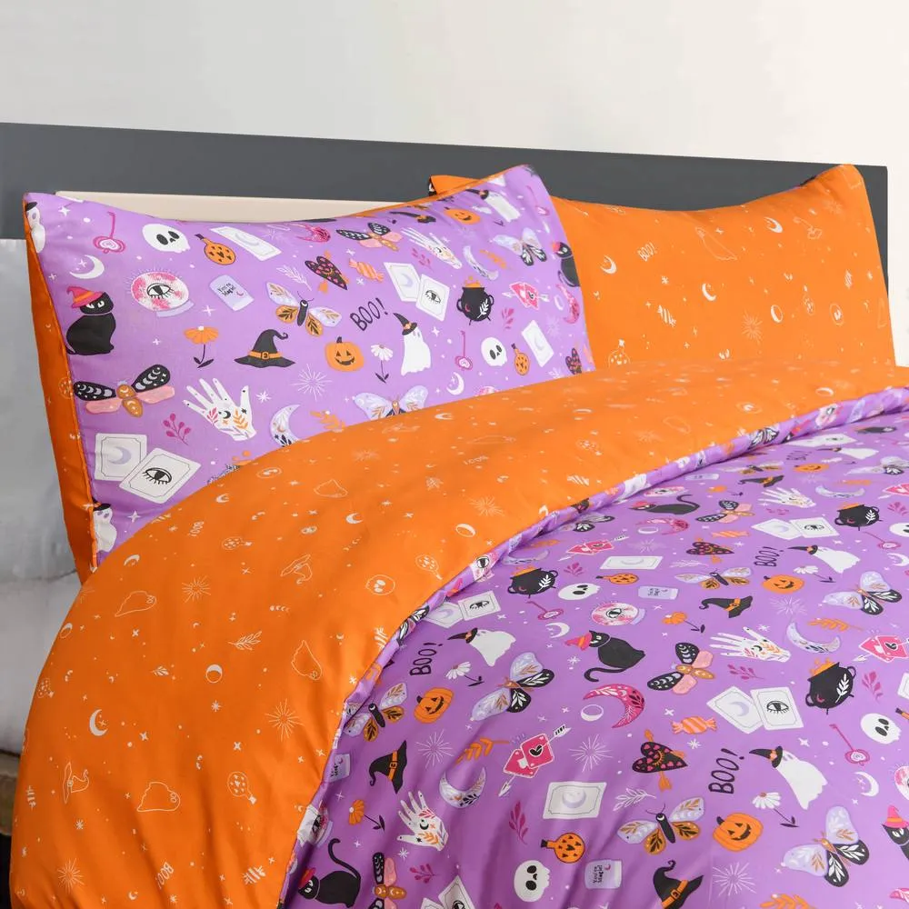 Smart Living Luxury Soft Reversible Celestial Halloween Duvet Cover & Pillowcases in Lilac 3