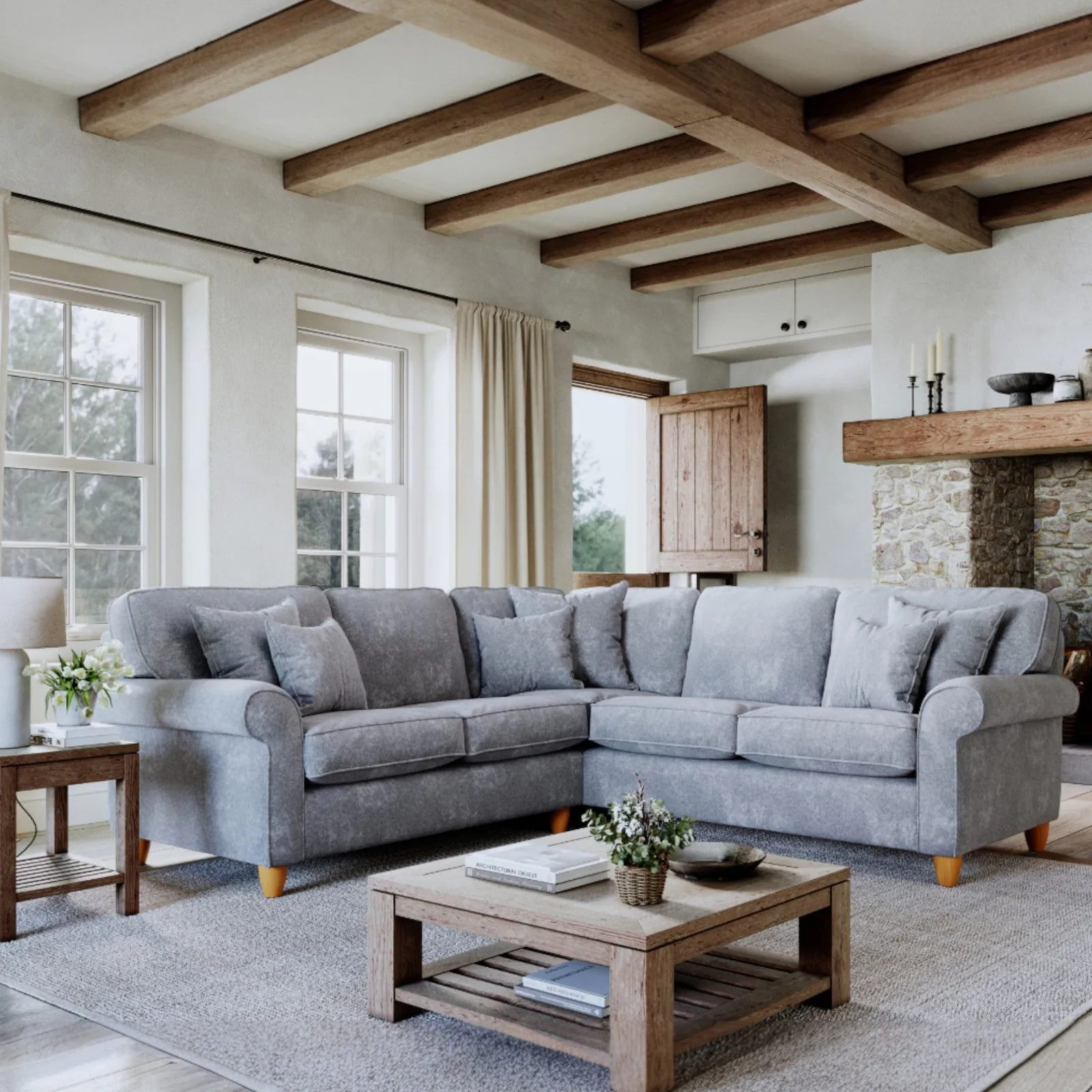 The Great Sofa Company Flora 2 Corner 2 Sofa Glory Anthracite in Mid Grey