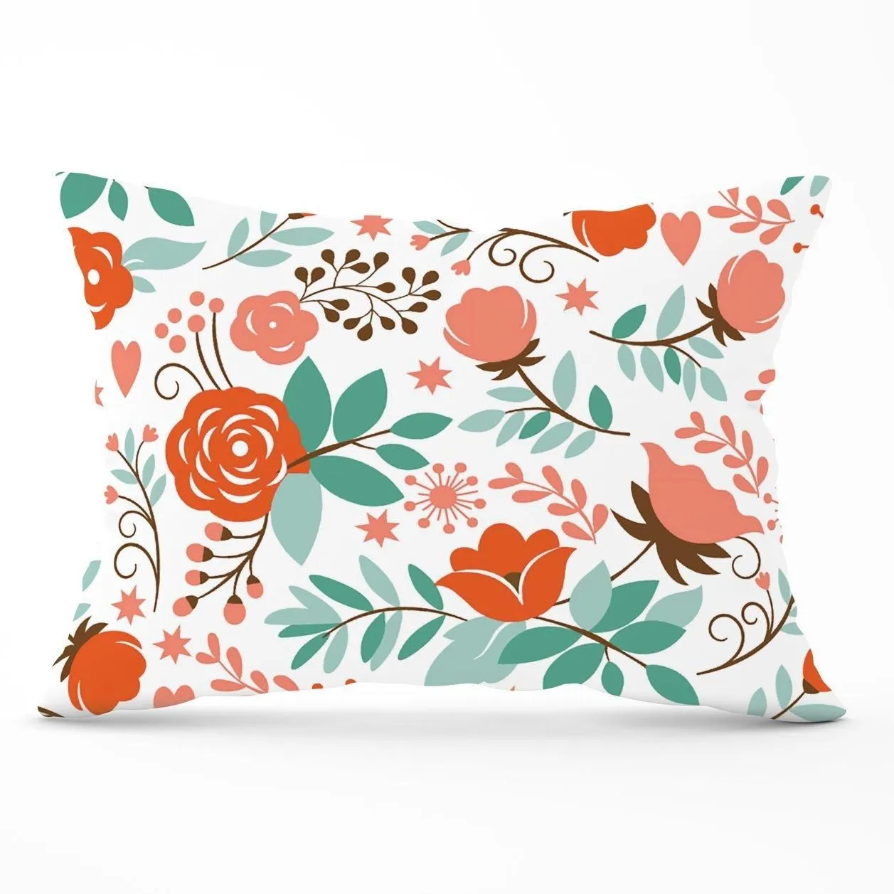 Warren Reed - Designer Orange Floral Pattern Cushions in Green