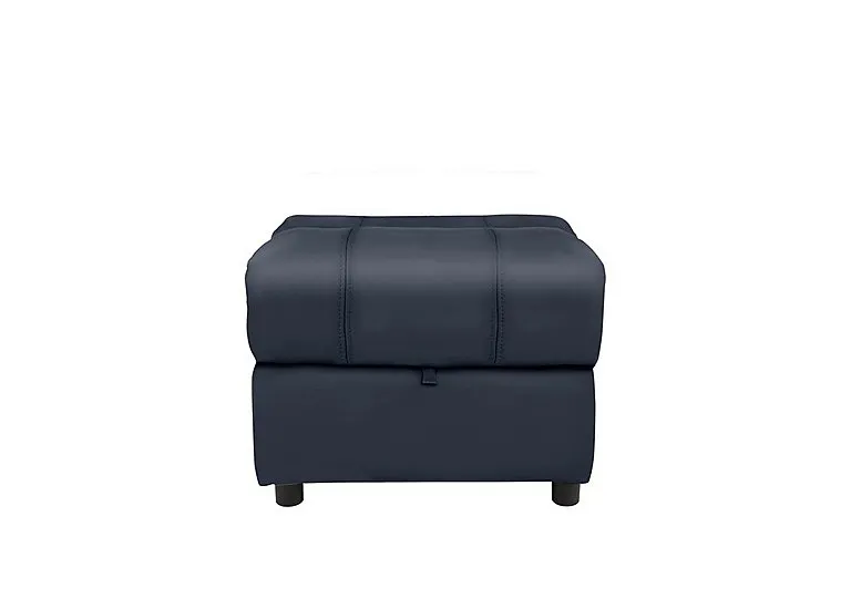 Moreno Leather Storage Footstool - BV Ocean Blue