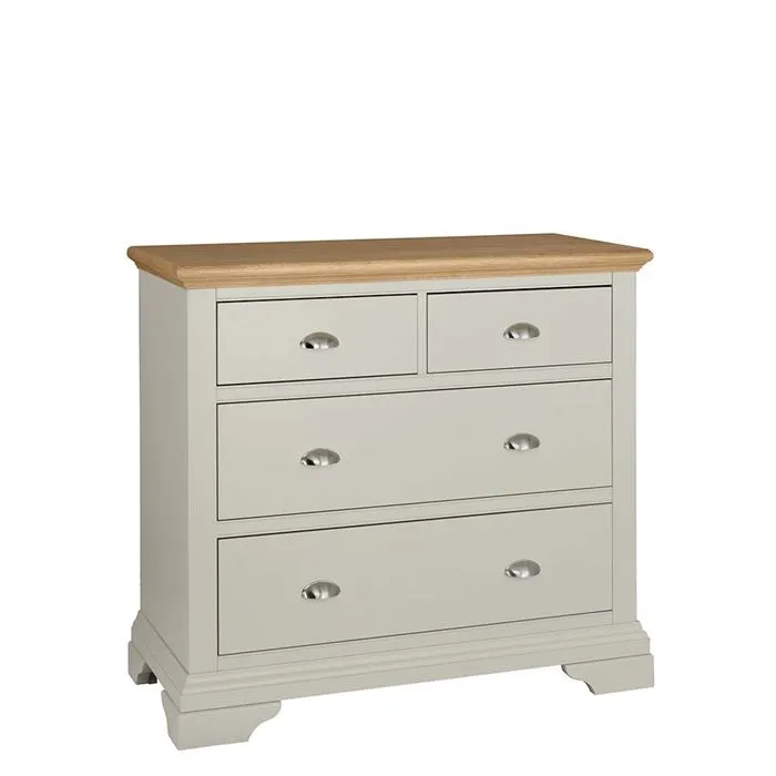 Carrington 2 Over 2 Drawer Chest, Soft Grey and Oak