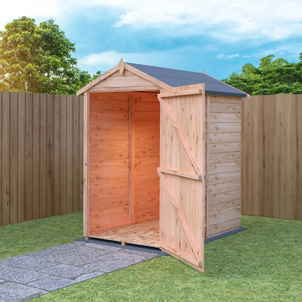 Shires Overlap 3 x 5' Single Door Dip Treated Shed - OSB L161.8xW99xH183.4cm in Brown 2