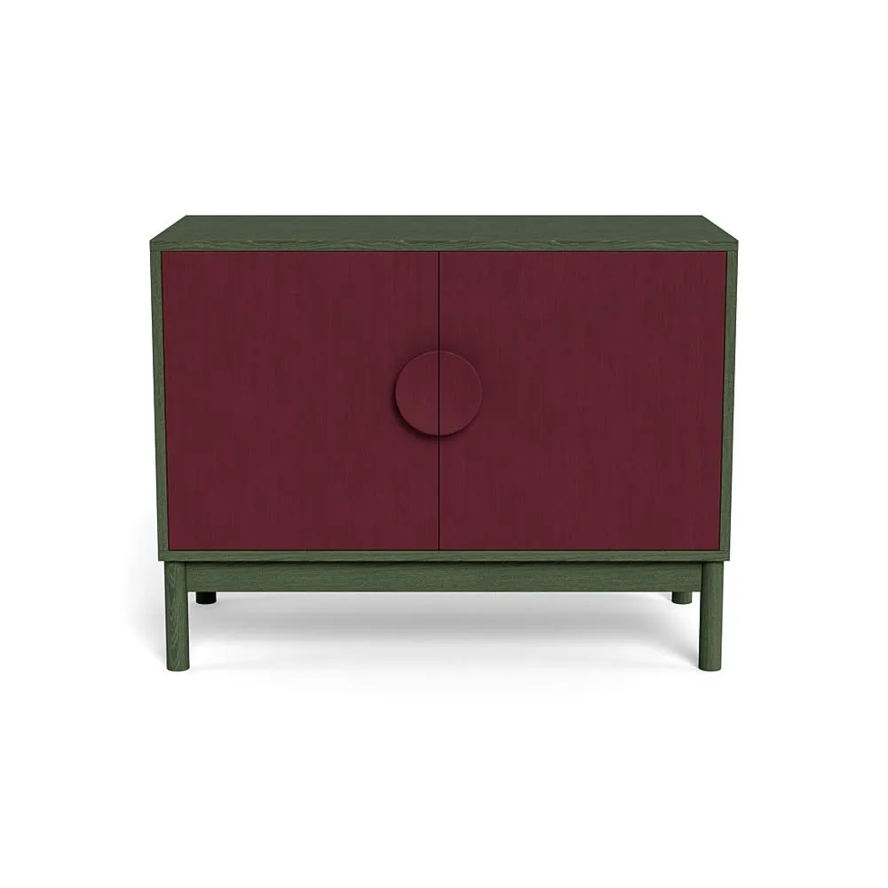 Heal's Tinta Small Sideboard Green Stain Carcass Red Stain Doors 1