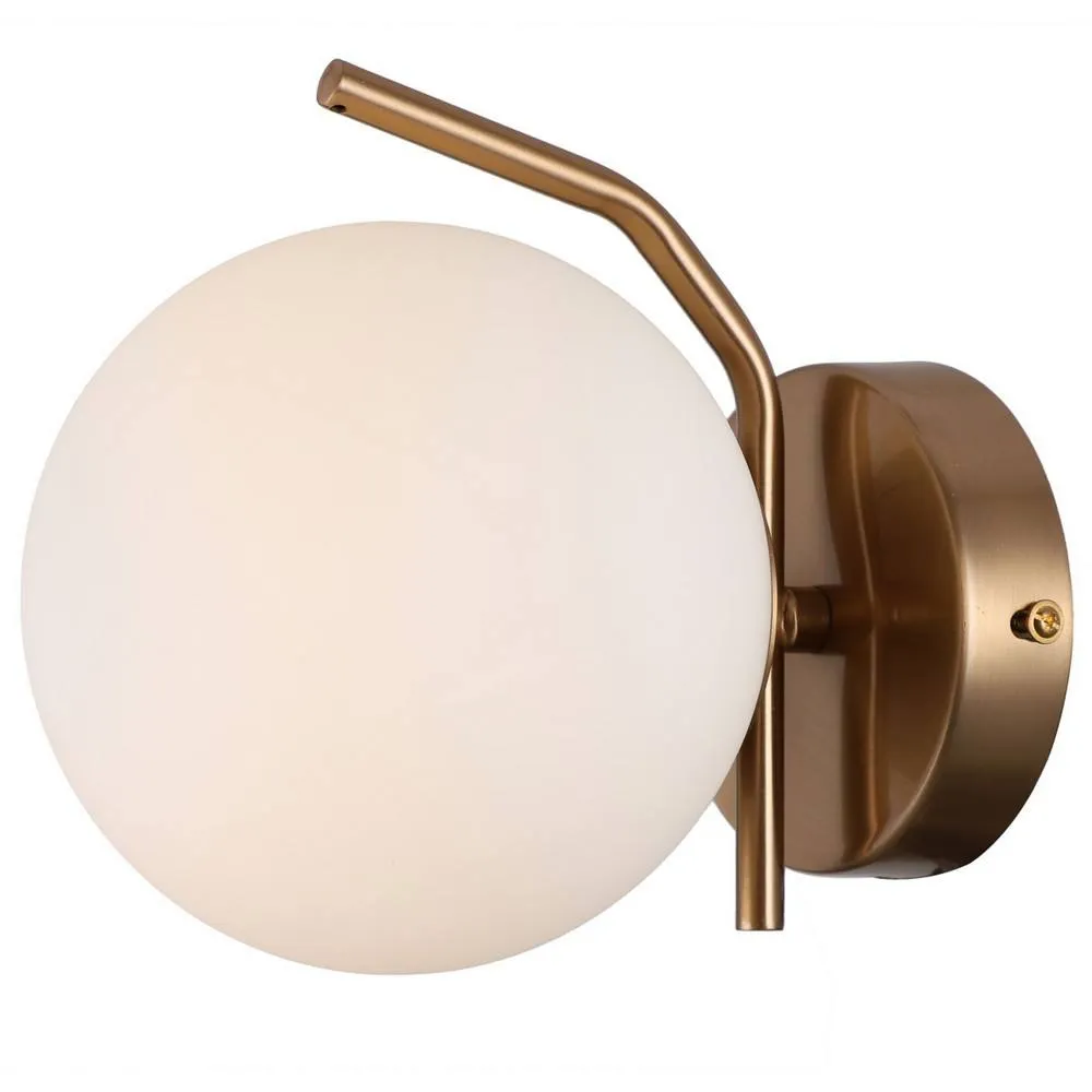 Netlighting Modern Wall Lamp Honey Brass 1 Light with White Shade G9 in Gold 2