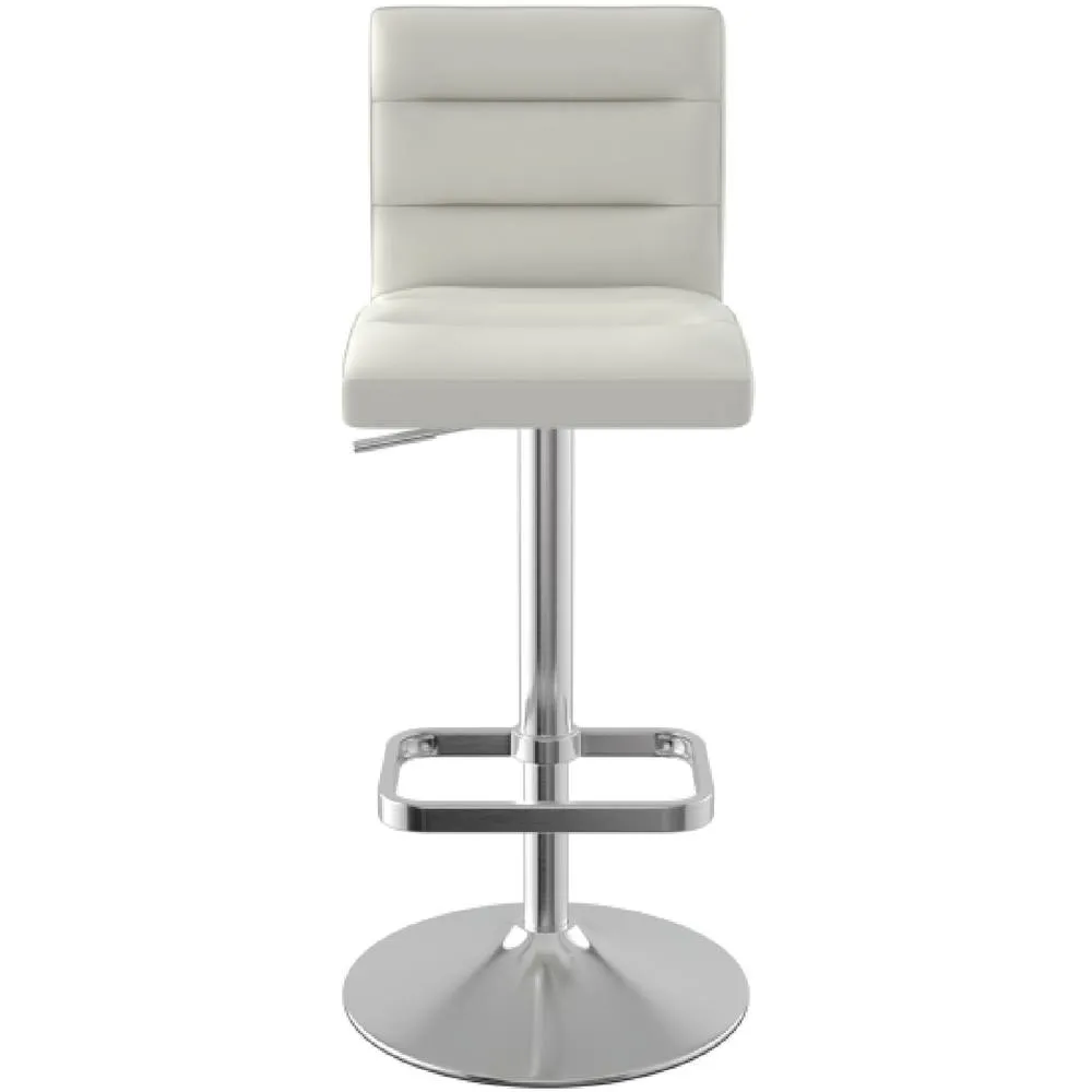 netfurniture Swank Brushed Steel Bar Stool With Faux Leather Padded Seat White 2