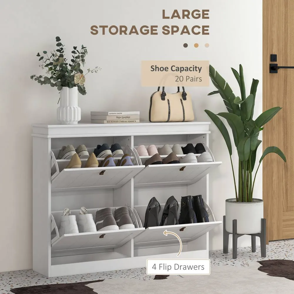 HOMCOM Slim Shoe Cabinet with Adjustable Shelves for Hallway, White 4