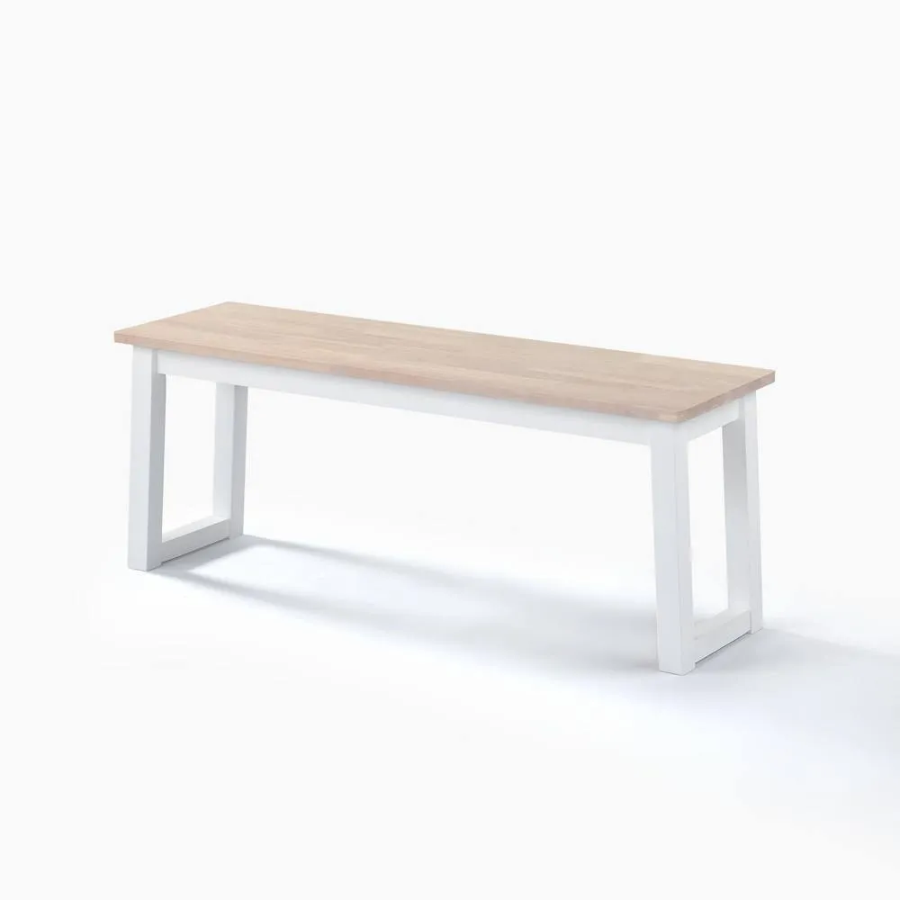 FurnitureboxUK Tobermory Rectangular Whitewash & White Wood Dining Bench 2