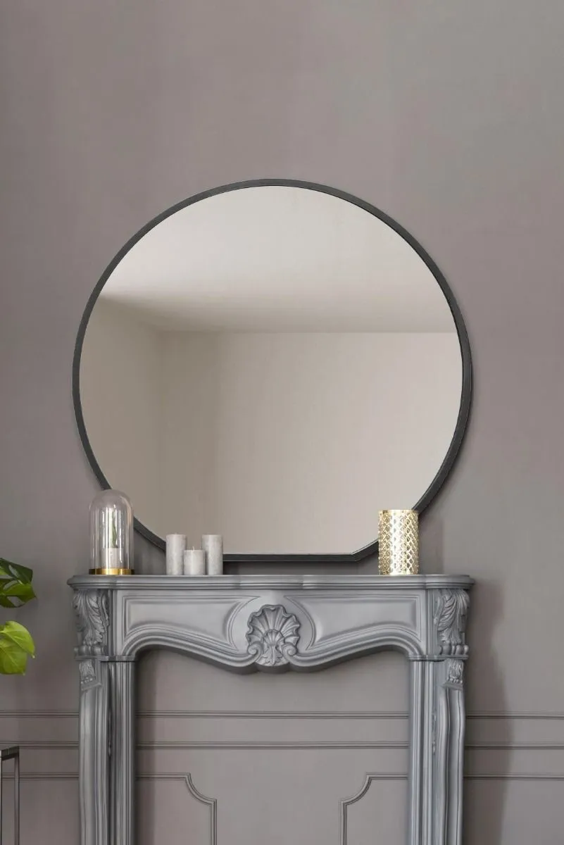 MirrorOutlet Black Framed Flat Bottom Circular Wall Mirror (126CM X 120CM) 2