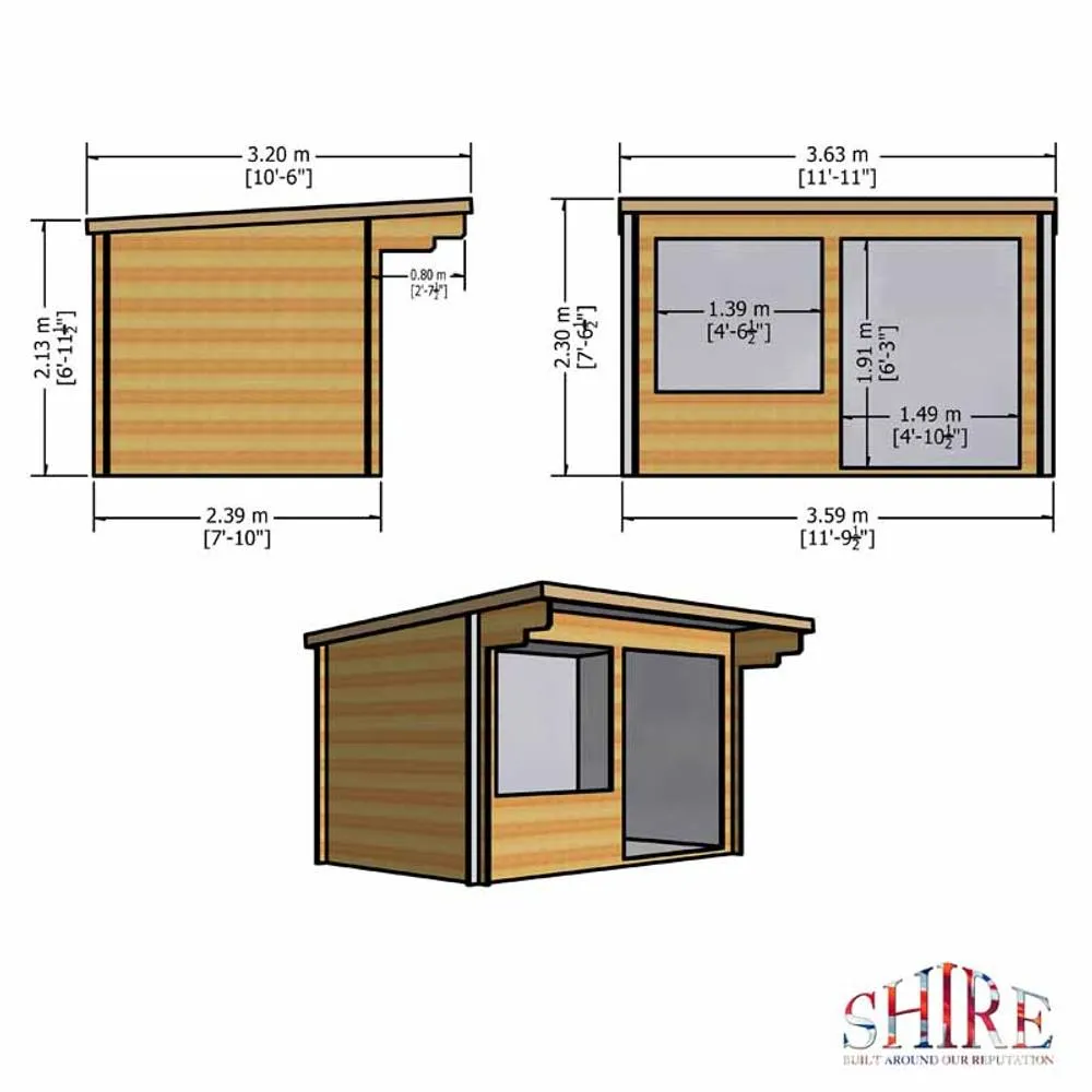 Shires Belgravia 28 mm Log Cabin 12 x 8 Feet in Light Brown 5