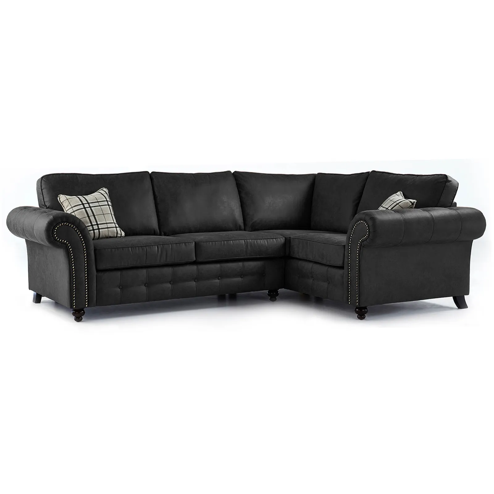 Oakland Right Hand Faux Leather Corner Sofa Black