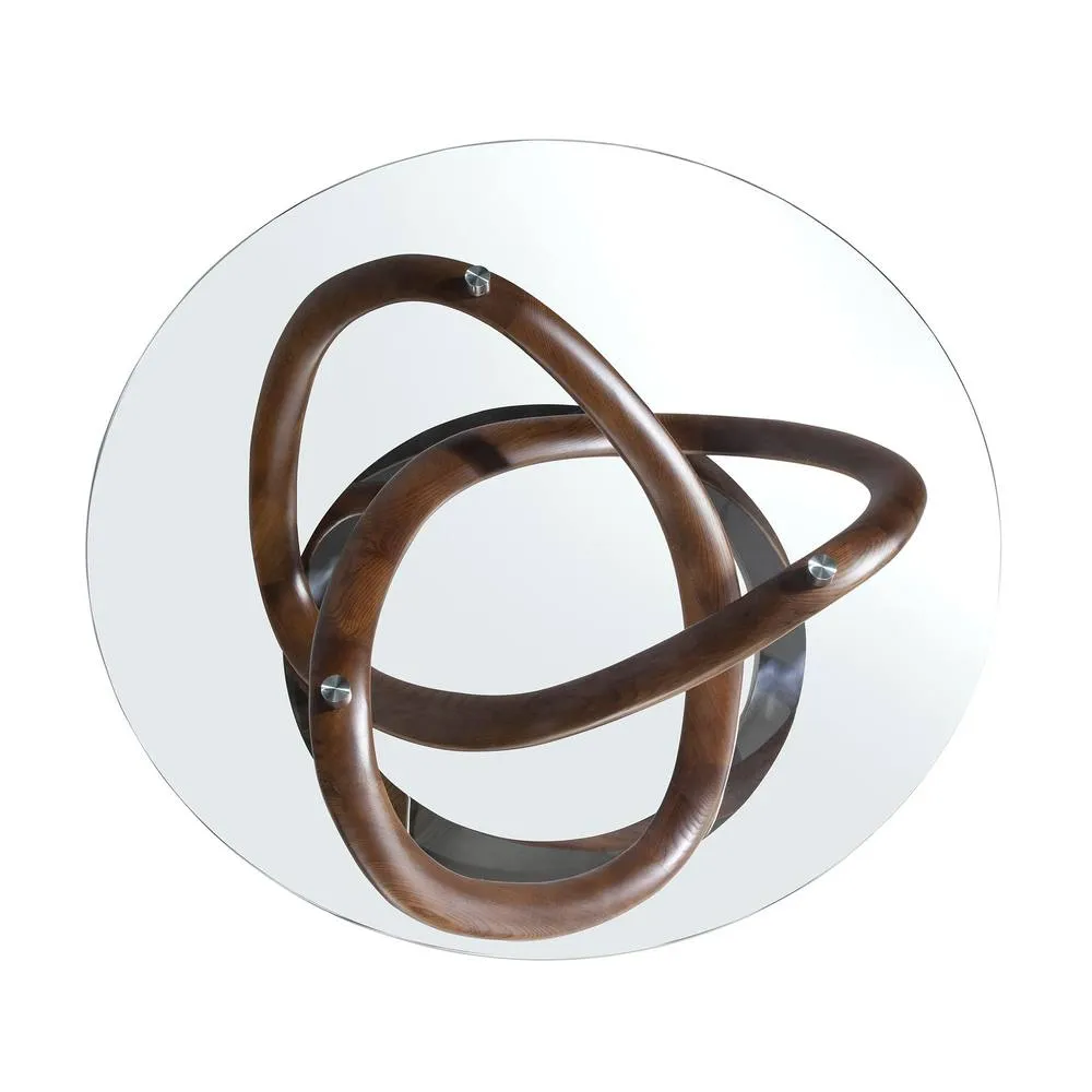 Angel Cerda Walnut Round Coffee Table with Tempered Glass 6