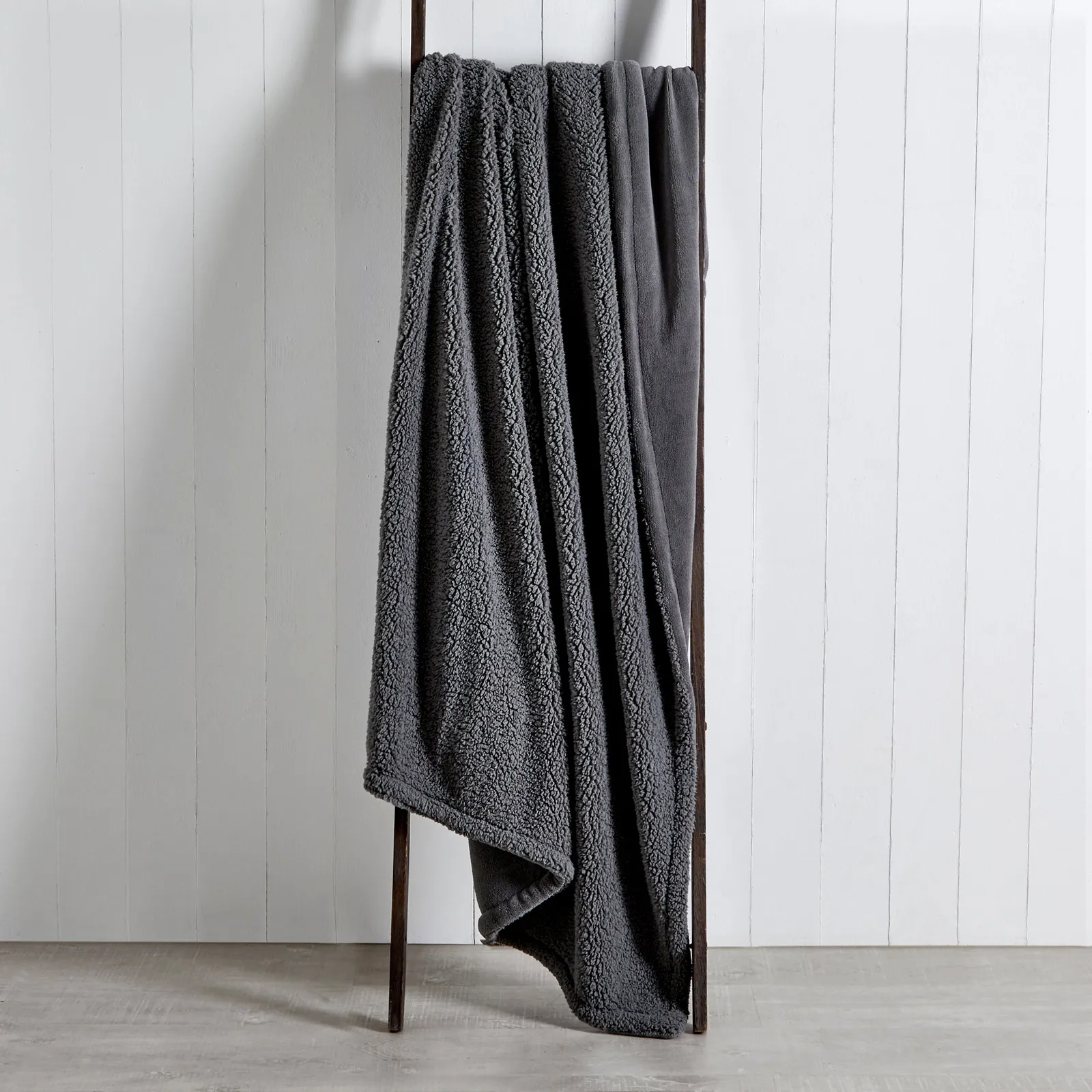Reversible Teddy Throw Grey
